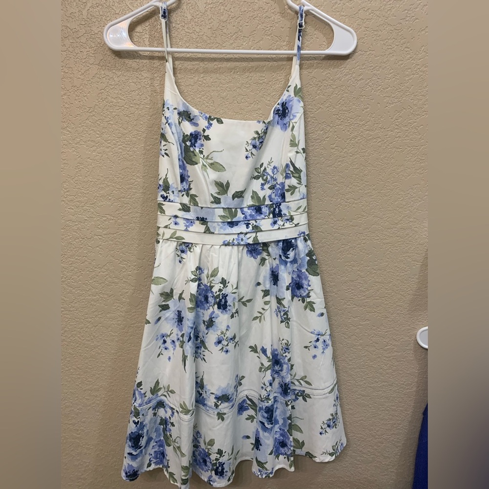 Blue floral tie back dress